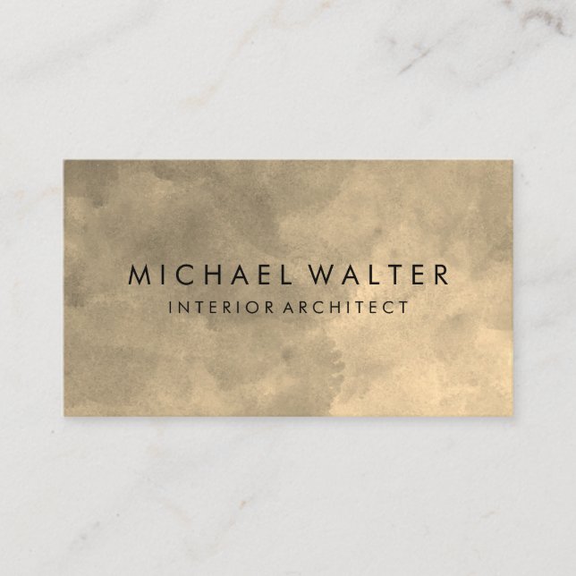 Elegant Watercolor Sepia Business Card (Front)