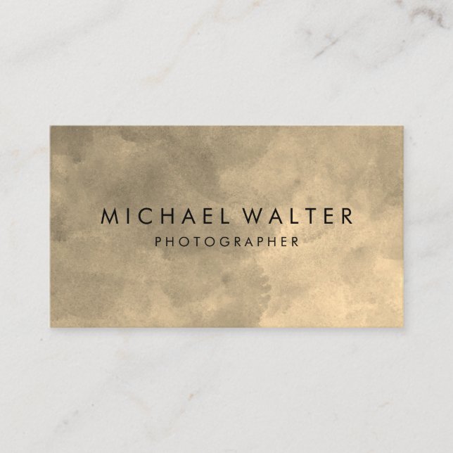 Elegant Watercolor Sepia Grey Business Card (Front)