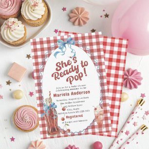 Elegant Watercolor she is ready to pop Baby Showe Invitation