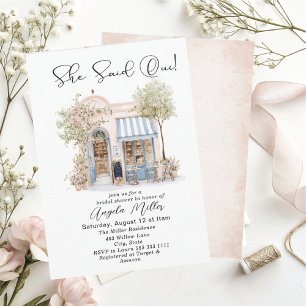 Elegant Watercolor She Said Oui  Bridal Shower Invitation