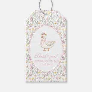 Elegant Watercolor Silly goose 1st birthday Gift Tags