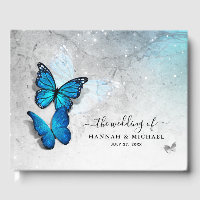 Elegant Watercolor Silver and Blue Butterfly