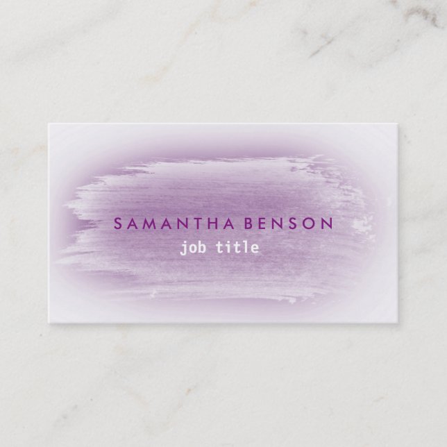 Elegant Watercolor Simple Splatter Purple Grey Business Card (Front)