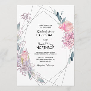 Elegant Watercolor Sketch Geometric Wedding Invitation