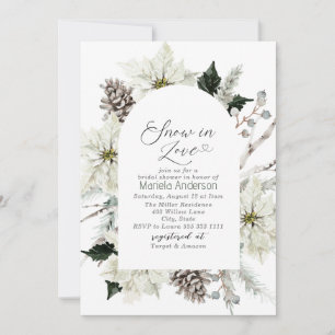 Elegant Watercolor Snow in Love Bridal Shower Invitation
