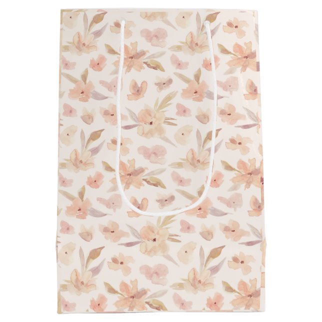 Elegant Watercolor Soft Floral  Medium Gift Bag (Back)