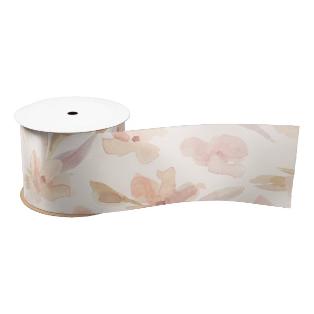 Elegant Watercolor Soft Floral Satin Ribbon (Spool)
