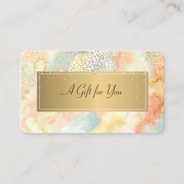 Elegant Watercolor Splash,Frame,Gold Confetti Discount Card (Front)