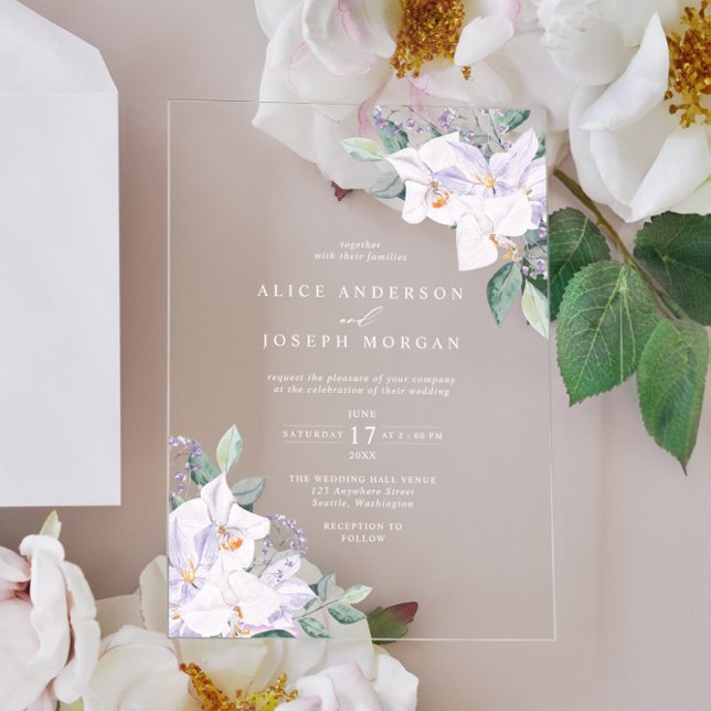 Elegant Watercolor Spring Flowers Wedding Acrylic Invitations (Elegant Watercolor Spring Flowers Wedding Acrylic Invitations)