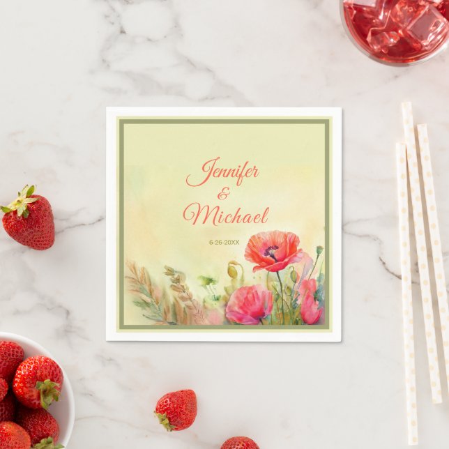 Elegant Watercolor Spring Wedding  Napkin (Insitu)