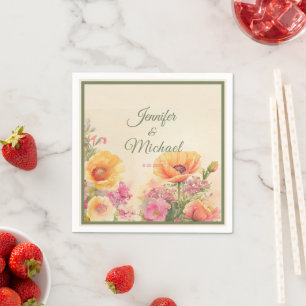 Elegant Watercolor Spring Wedding  Napkin
