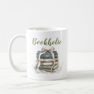 Elegant Watercolor Stack of Books with Ribbon Coffee Mug