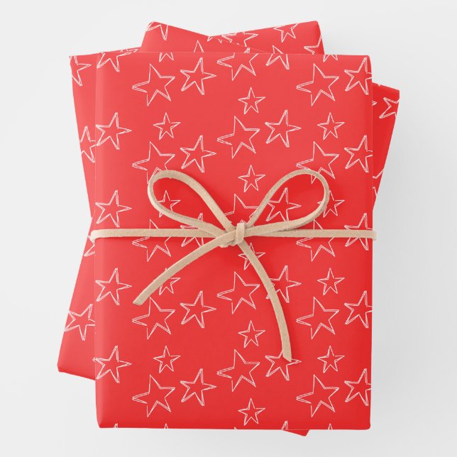 Elegant Watercolor Stars Christmas Wrapping Paper (In situ)