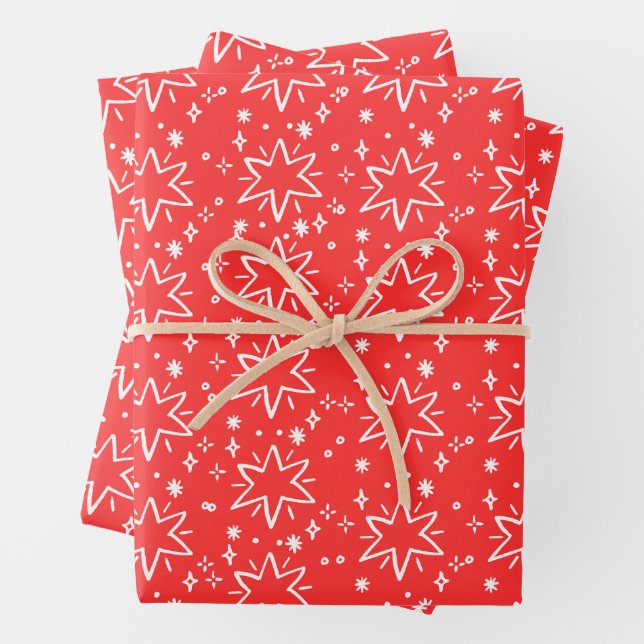 Elegant Watercolor Stars Christmas Wrapping Paper (In situ)
