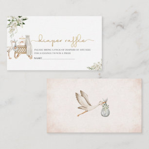 Elegant Watercolor Stork Baby girl baby shower dia Enclosure Card