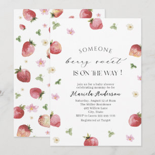 Elegant Watercolor Strawberry Baby Shower Invitation