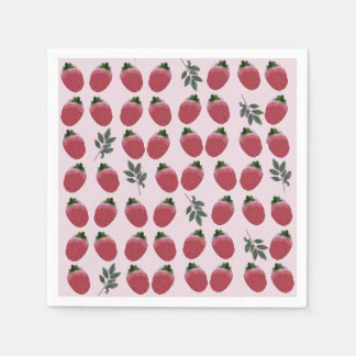 Elegant Watercolor Strawberry Bday Party Napkin
