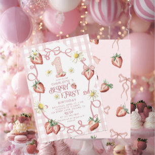 Elegant watercolor  strawberry biFlat Holiday Card