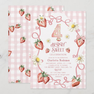 Elegant watercolor  strawberry biFlat Holiday Card
