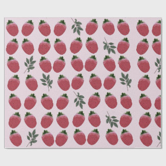 Elegant Watercolor Strawberry Wrapping Paper