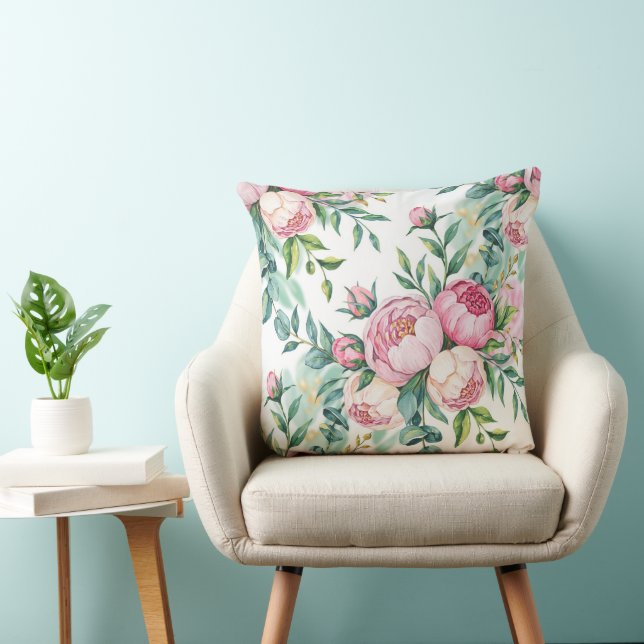 elegant watercolor-style seamless floral pattern cushion (Chair)