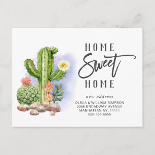 Elegant Watercolor Succulent Moving Announcement Postcard