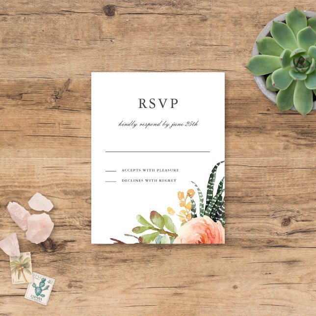 Elegant Watercolor Succulent RSVP | Wedding Reply (Creator Uploaded)