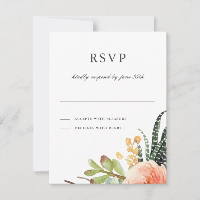 Elegant Watercolor Succulent RSVP | Wedding Reply (Front)