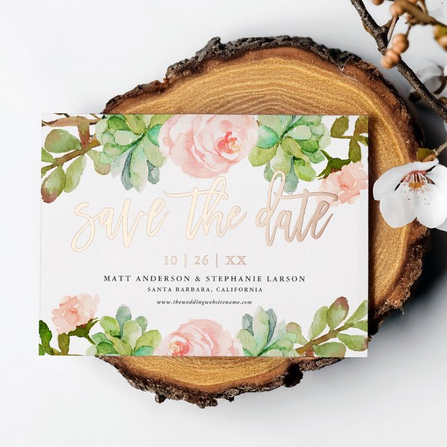 Elegant Watercolor Succulent Save The Date (Creator Uploaded)