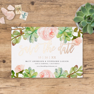 Elegant Watercolor Succulent Save The Date