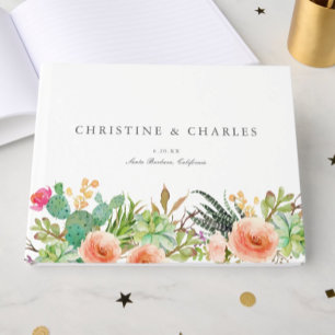Elegant Watercolor Succulent Wedding Guest Book