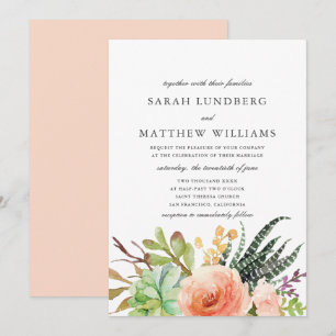 Elegant Watercolor Succulent    Wedding Invitation