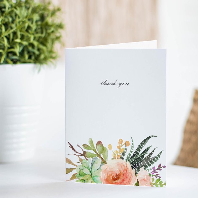 Elegant Watercolor Succulent Wedding Thank You (Creator Uploaded)