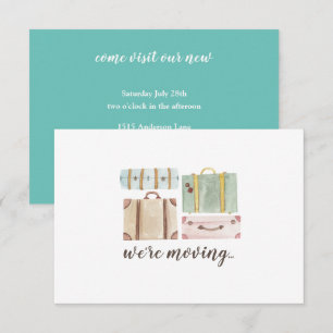 Elegant Watercolor Suitcases Housewarming Invitation