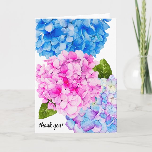 Elegant Watercolor Summer Flowers | Thank You! Thank You Card (Front)