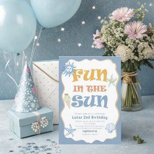 Elegant Watercolor Summer Fun in the sun 2nd Birt Invitation