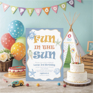 Elegant Watercolor Summer Fun in the sun 3rd Birt Invitation