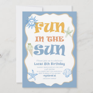 Elegant Watercolor Summer Fun in the sun 8th Birt Invitation