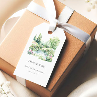 Elegant Watercolor Summer Garden Landscape Gift Tags