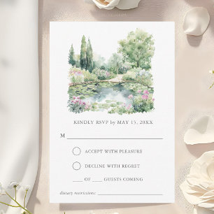 Elegant Watercolor Summer Garden Landscape RSVP Card