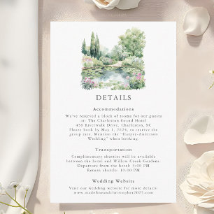 Elegant Watercolor Summer Garden Landscape Wedding Enclosure Card