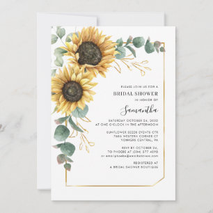 Elegant Watercolor Sunflower Bridal Shower Invitation
