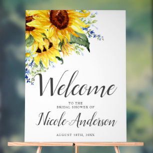 Elegant Watercolor Sunflower Bridal Shower Welcome Acrylic Sign
