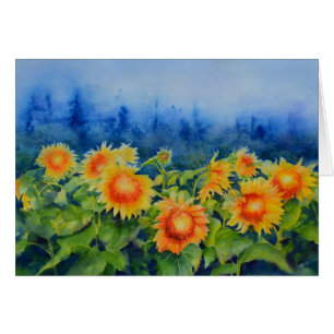 Elegant watercolor sunflower filds