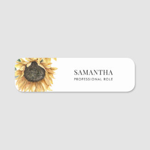 Elegant Watercolor Sunflower Floral Name Tag