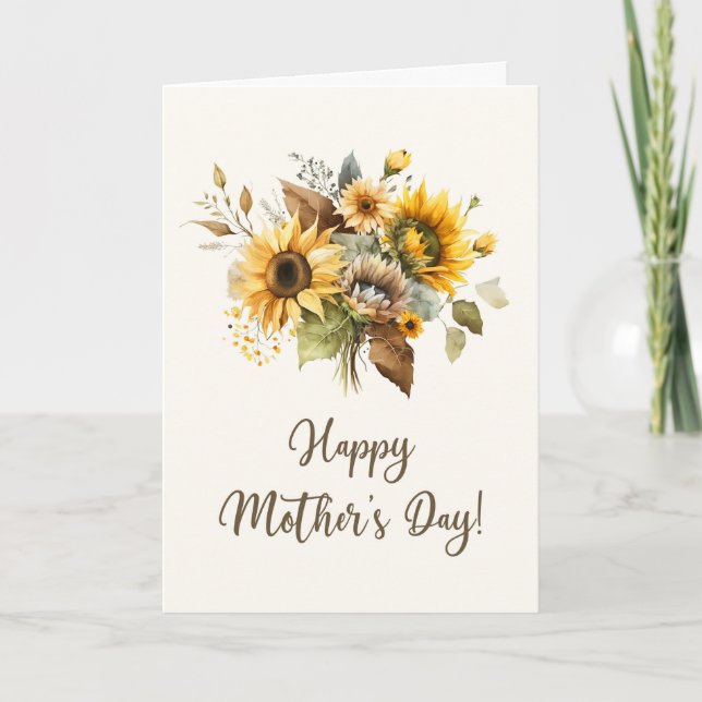 Elegant Watercolor Sunflower Mother's Day card  (Front)