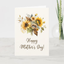 Elegant Watercolor Sunflower Mother's Day card 