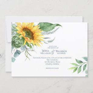 Elegant Watercolor Sunflower Wedding Invitation