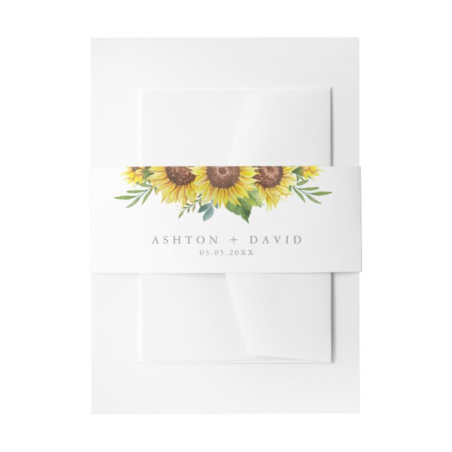 Elegant Watercolor Sunflower Wedding Invitation Invitation Belly Band (Front Example)
