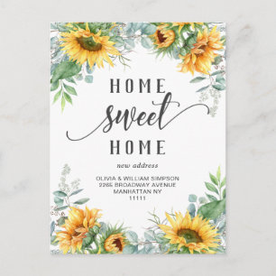 Elegant Watercolor Sunflowers Moving Announcement Postcard